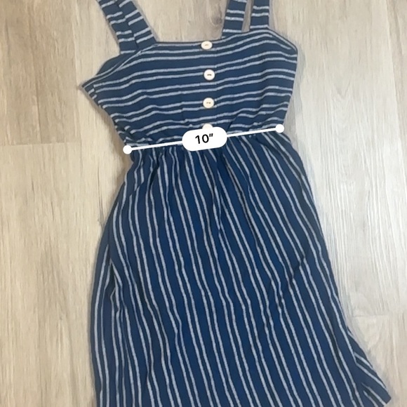 Caution To The Wind Navy Blue Striped Tank Dress Nautical Buttons - Picture 8 of 9